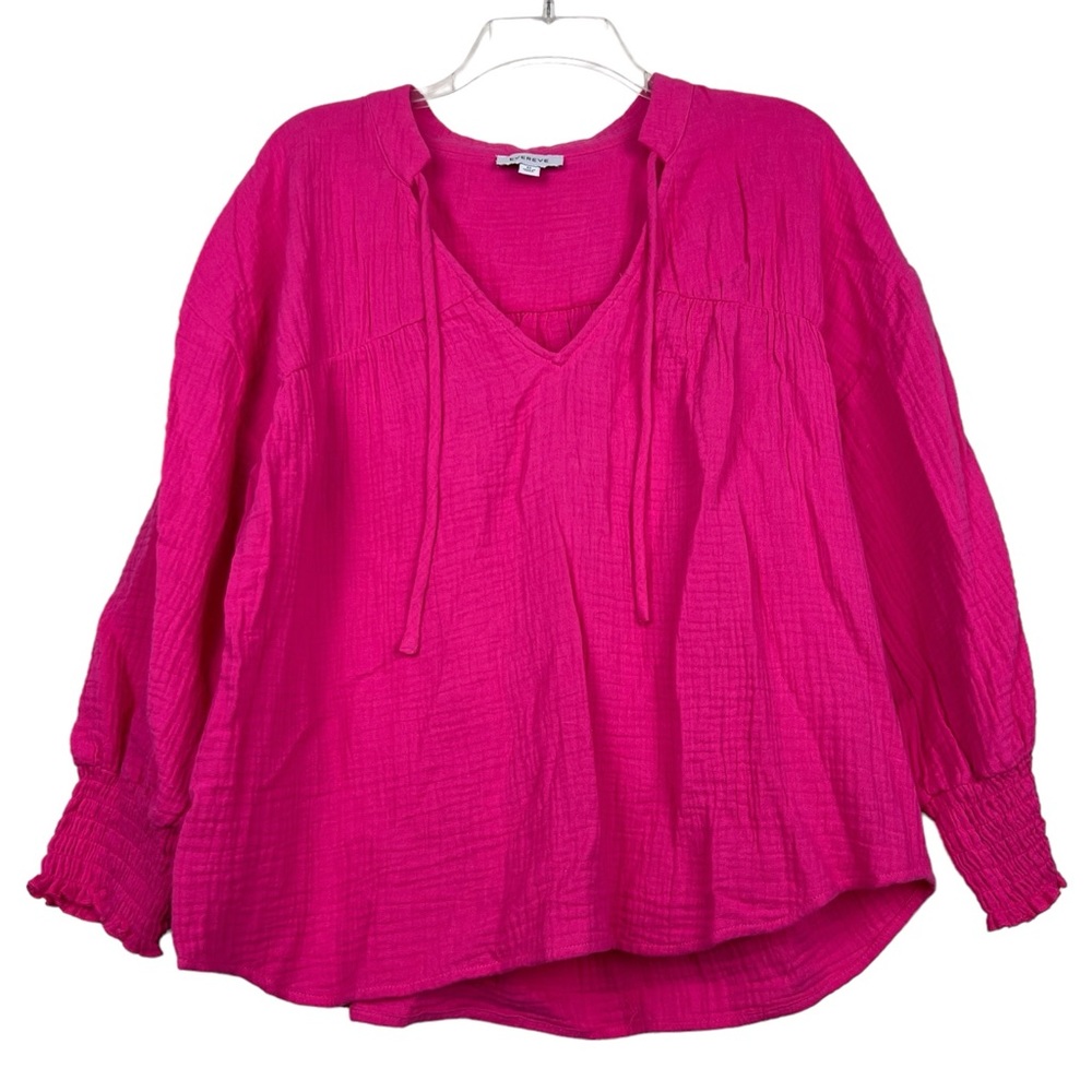 Evereve Pink Blouse slab gauze cotton top - Picture 2 of 6